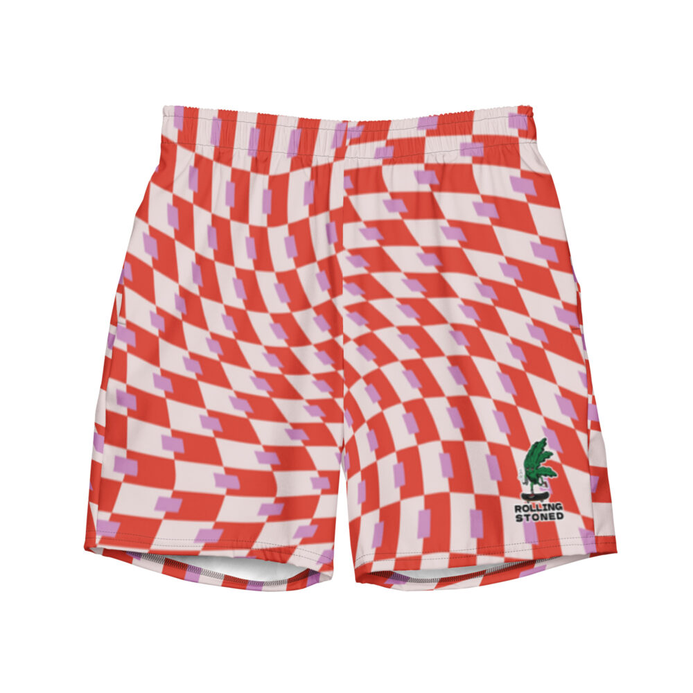 Rolling Stoned Swim Trunks - Super Red Espresso Snowflake