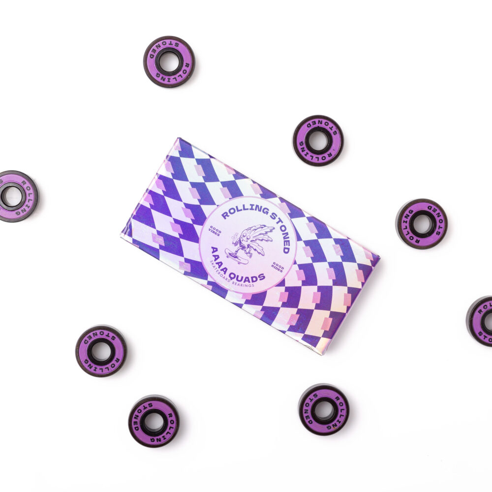 AAAA-RS-2 Rolling Stoned Precision Stainless Steel 8mm Bearings - Purple Quads